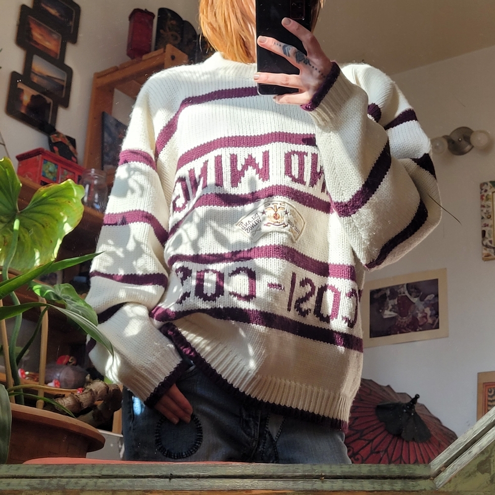 Vintage Cosi Cosi Collection Oversized Island Wings Striped Sweater - M